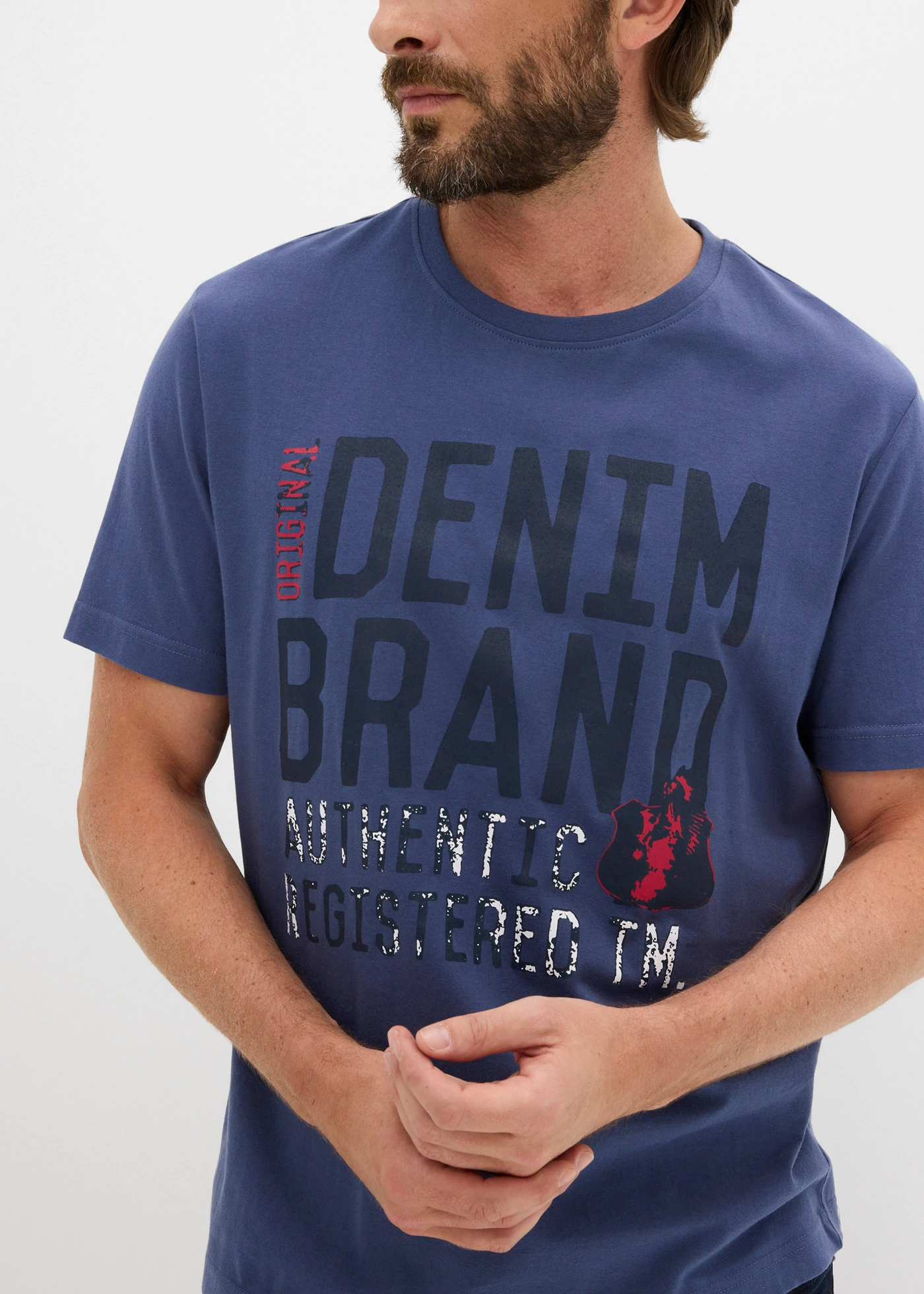 T-shirt (set van 2) van puur biologisch katoen • indigo+wit met print • bonprix online shop