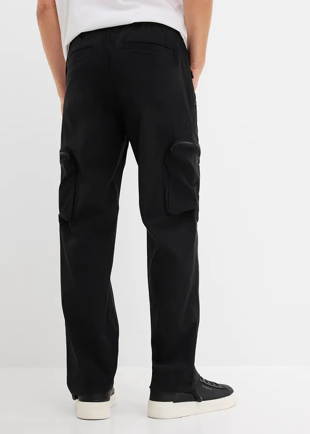 Regular fit superstretch cargobroek met ritszakken, straight • zwart • product-page.page-title-suffix