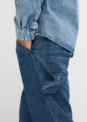 Blugi în stil carpenter ușori, Relaxed Fit, cu talie elastică, straight • albastru denim uzat • magazin bonprix