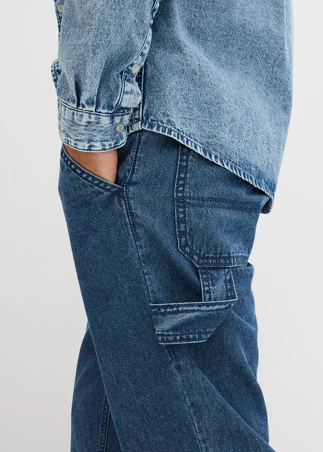 Jean carpenter léger, loose et droit à taille élastiquée • bleu denim used • product-page.page-title-suffix