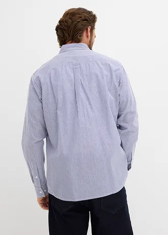 Hosszú ujjú ing tiszta pamutból, Regular Fit • sötétkék/fehér csíkos • bonprix áruház