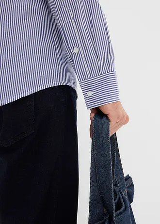 Košile s dlouhým rukávem, z čisté bavlny, Regular Fit • tmavě modro-bílá s proužky • bonprix obchod