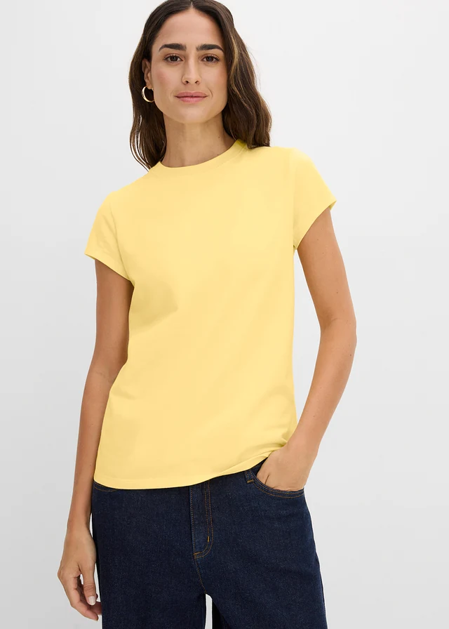Lot de 3 T-shirts, Couleur: fuchsia-jaune clair-noir