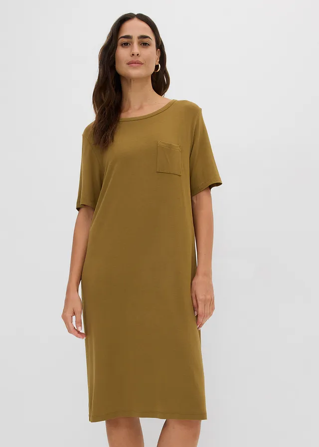 Robe douce en jersey viscose, Couleur: vert nature