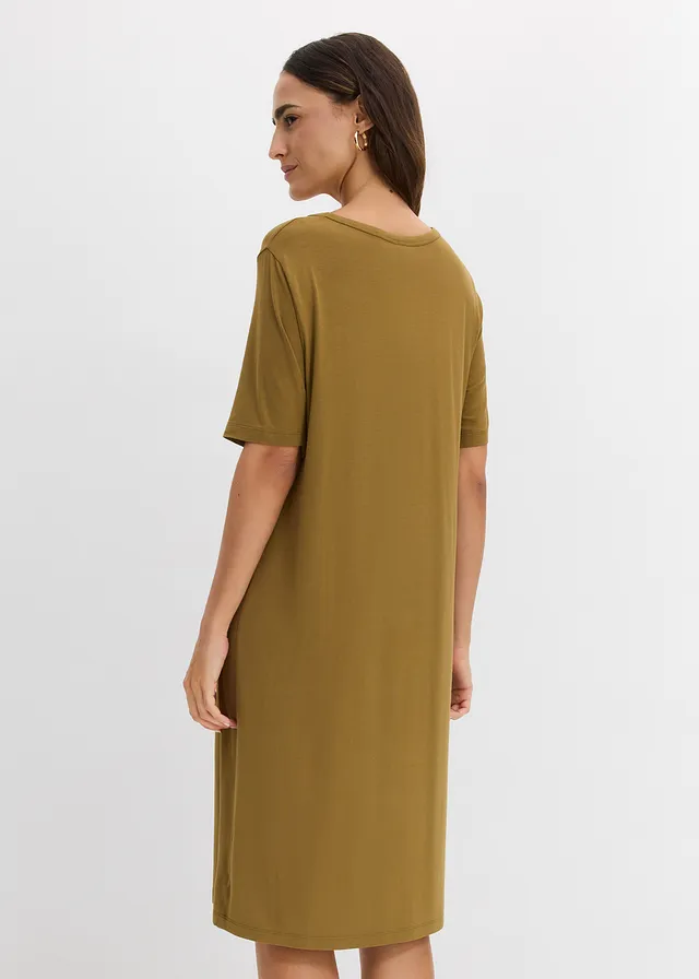 Robe douce en jersey viscose, Couleur: vert nature