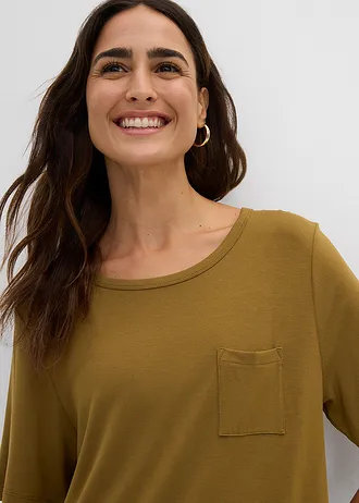 Sukienka T-shirtowa z miękkiej mieszanki wiskozy • zielony naturalny • sklep bonprix