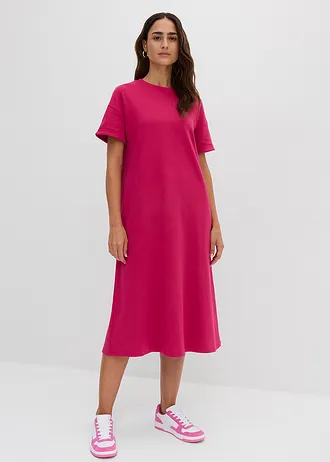 Rochie tricot din material interlock mai robust, cu buzunare • roșu-mov • magazin bonprix