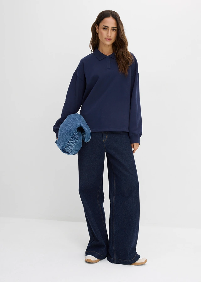 Sweater van biologisch katoen donkerblauw