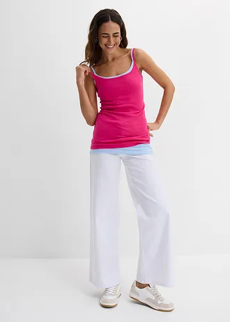 Bawełniany top na cienkich ramiączkach (2 szt.) • różowy pink lady+niebieski pudrowy • sklep bonprix