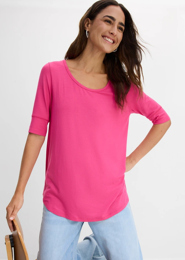 T-shirt doux en viscose extensible • rose vif • product-page.page-title-suffix