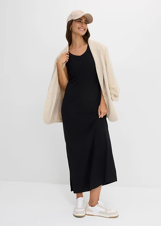 Aansluitende jersey jurk, Kleur: zwart