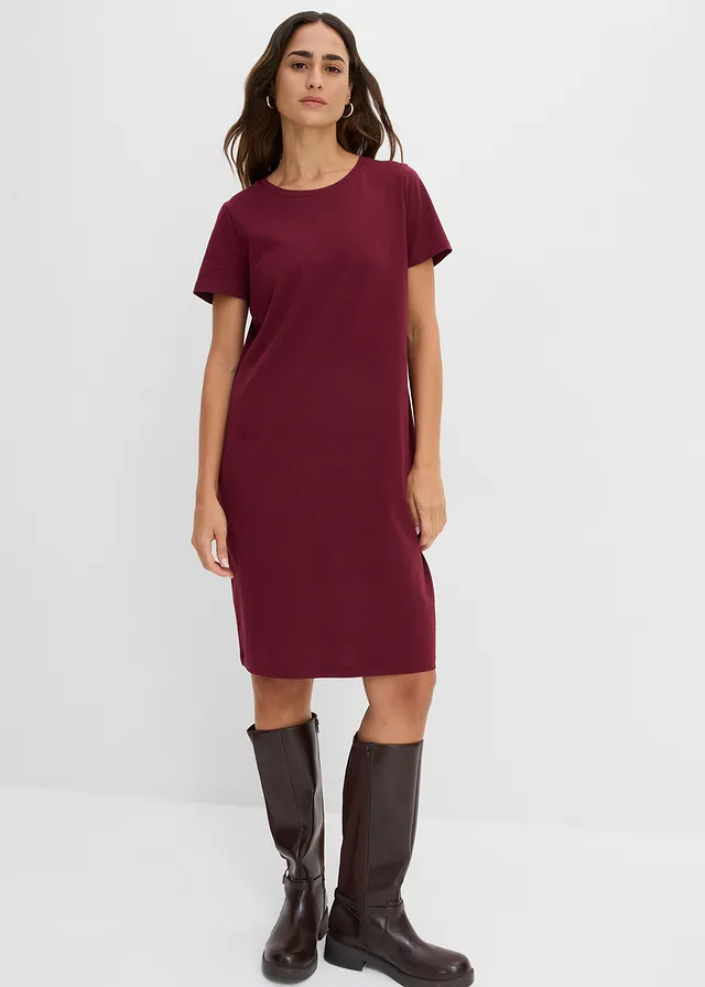 Jersey jurk van puur katoen (set van 2) • grijs gemêleerd+esdoornrood • product-page.page-title-suffix