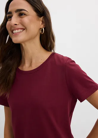 Rochie din jerse, din bumbac 100% (pachet 2/buc.) • gri melanj/roșu-arțar • magazin bonprix