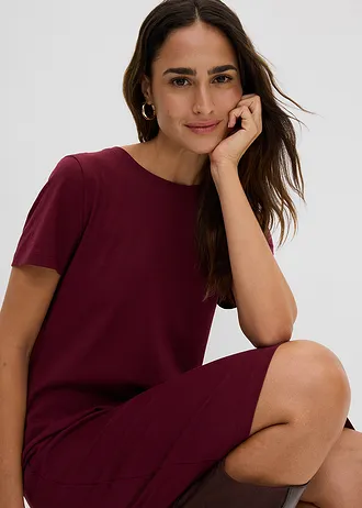Rochie din jerse, din bumbac 100% (pachet 2/buc.) • gri melanj/roșu-arțar • magazin bonprix