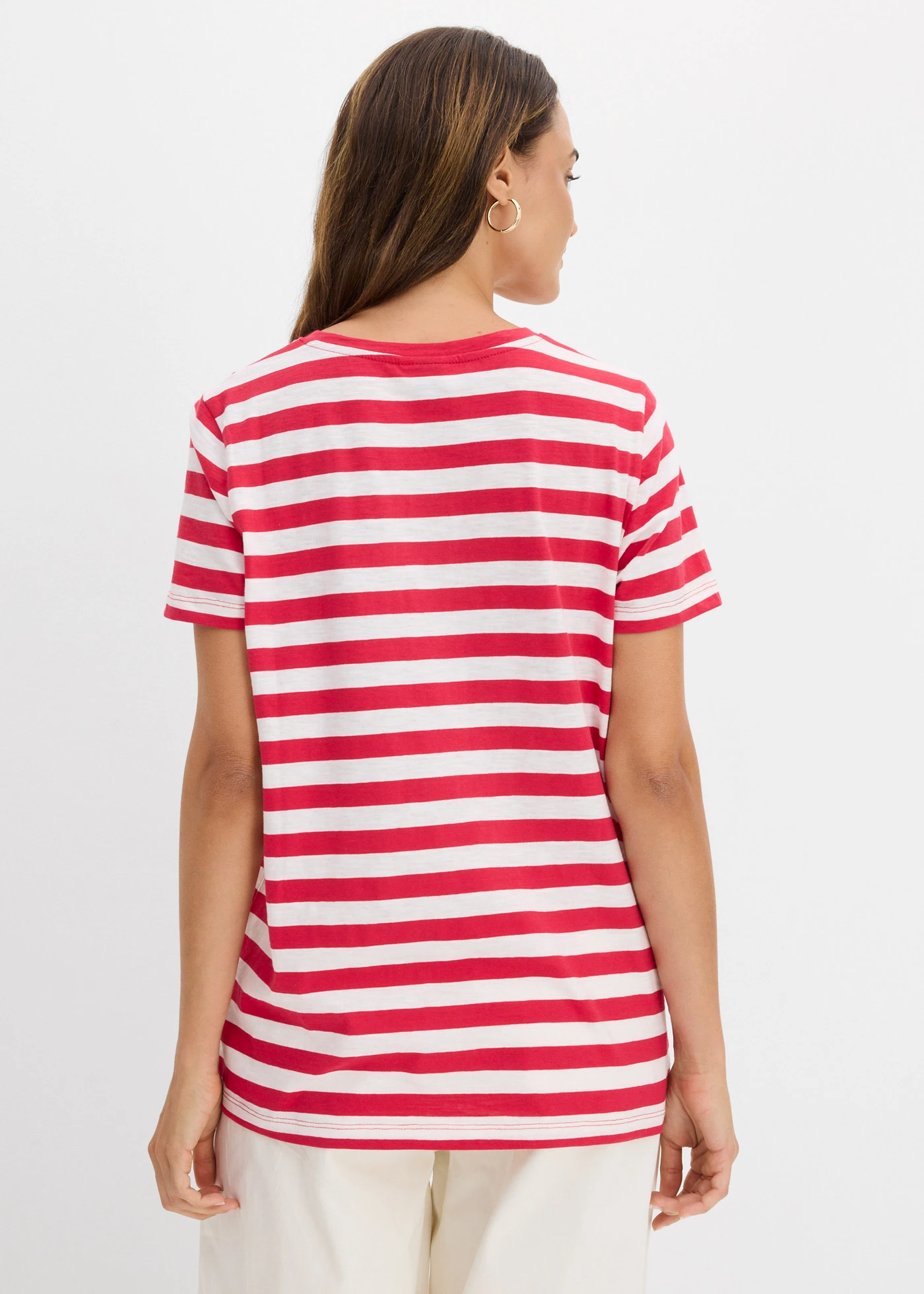 T-shirt z okrągłym dekoltem, z bawełny (2 szt.) • czerwony-biel wełny+czarny • sklep bonprix