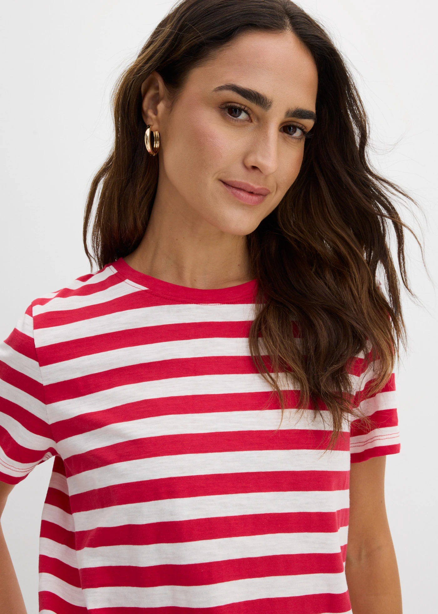 T-shirt met ronde hals van katoen (set van 2) • rood/wolwit/zwart • bonprix online shop