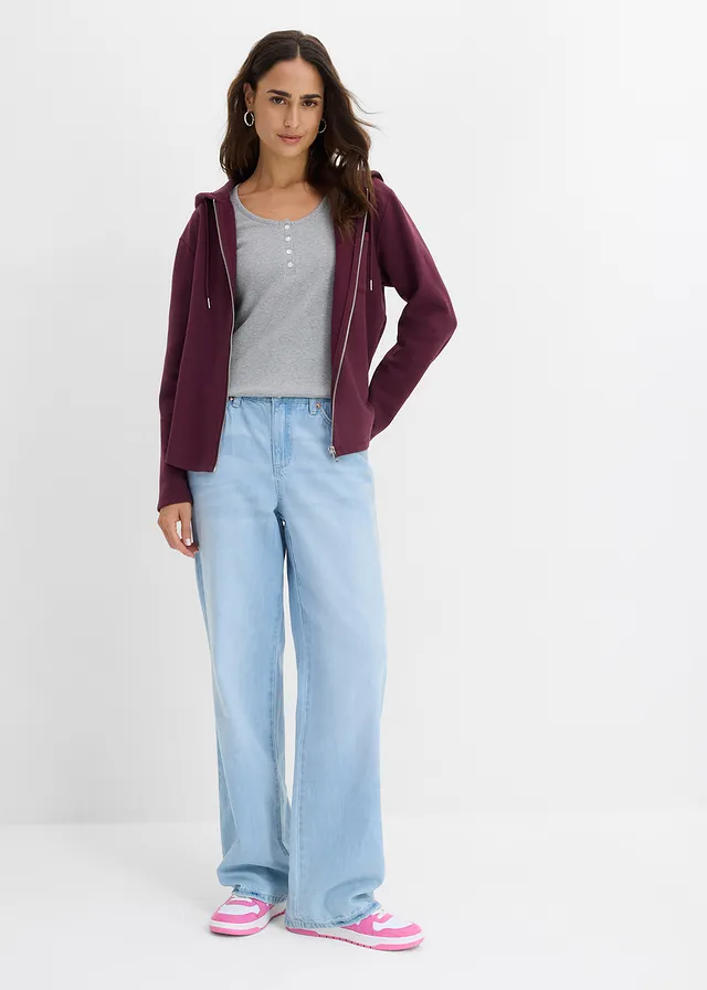 Bluză henley din bumbac organic 100% gri deschis melanj