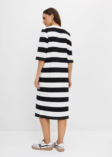 Robe en jersey interlock épais • noir-écru rayé • Boutique bonprix