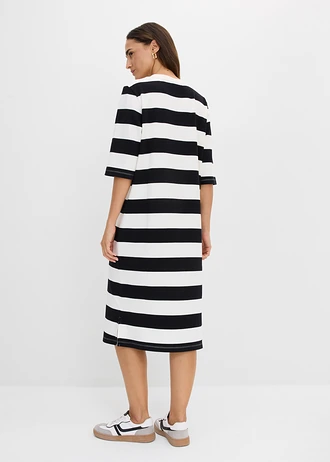 Shirtjurk van stevige interlockstof, Kleur: zwart-wolwit gestreept