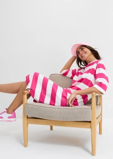 Úpletové šaty z pevného materiálu Interlock • pinklady/biela vlna pásikovaná • obchod bonprix