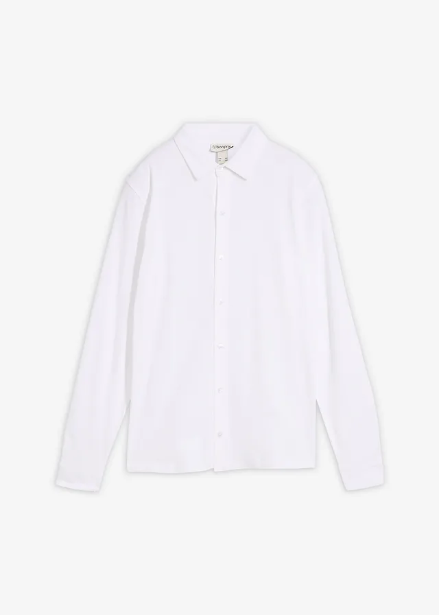 Chemise extensible en maille piquée coton • blanc • Boutique bonprix