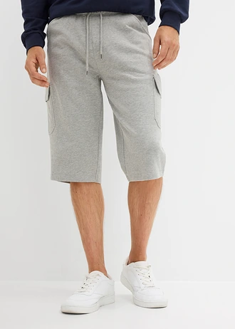 Lange sweat cargobermuda van katoen • lichtgrijs gemêleerd • bonprix online shop
