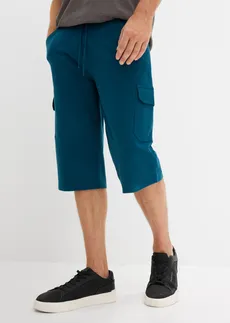 Lange sweat cargo bermuda van katoen, regular fit, Kleur: blauwpetrol