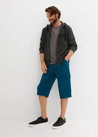 Teplákové bermudy, dlhé, z čistej bavlny, Regular Fit • petrolejovo modrá • obchod bonprix