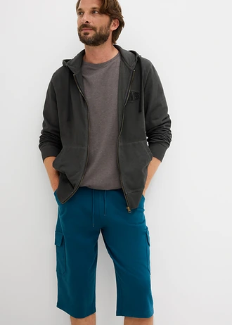 Lange sweat cargobermuda van katoen • blauwpetrol • bonprix online shop