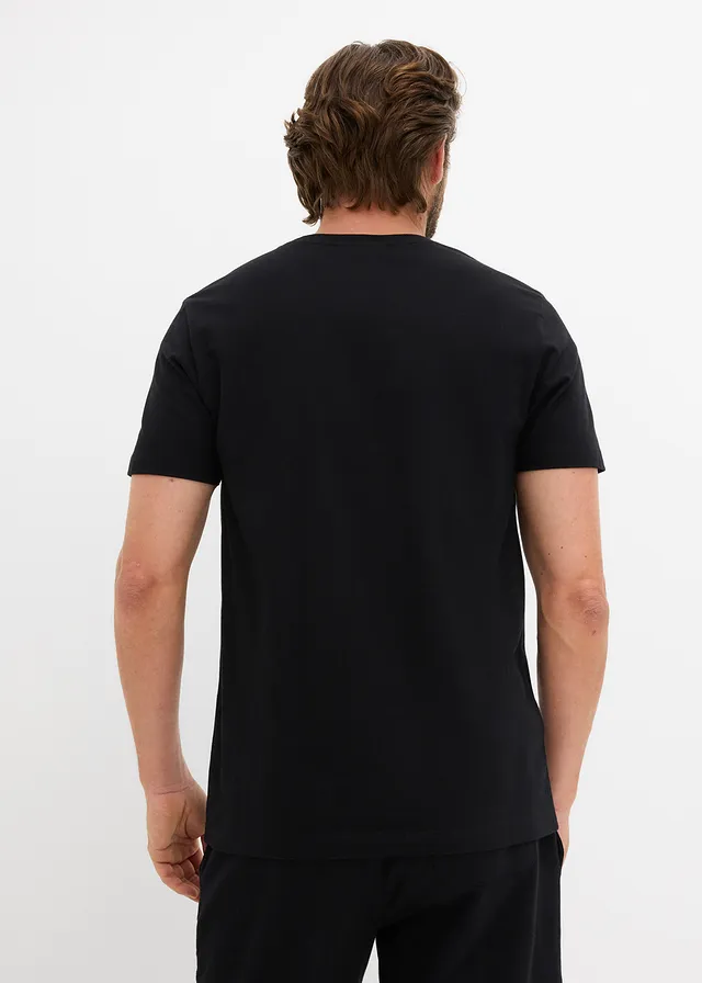 T-shirt van puur biologisch katoen, slim fit, Kleur: zwart