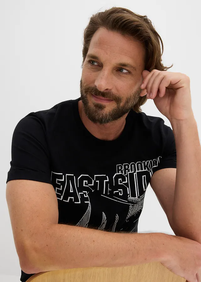 Póló tiszta bio-pamutból, Slim Fit • fekete • bonprix áruház