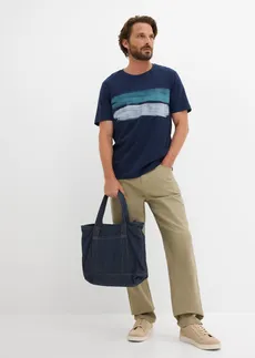 Tricou din bumbac organic 100% (set/2 buc.) • bleumarin+alb cu imprimeu • magazin bonprix