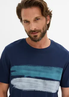 Tricou din bumbac organic 100% (set/2 buc.) • bleumarin+alb cu imprimeu • magazin bonprix
