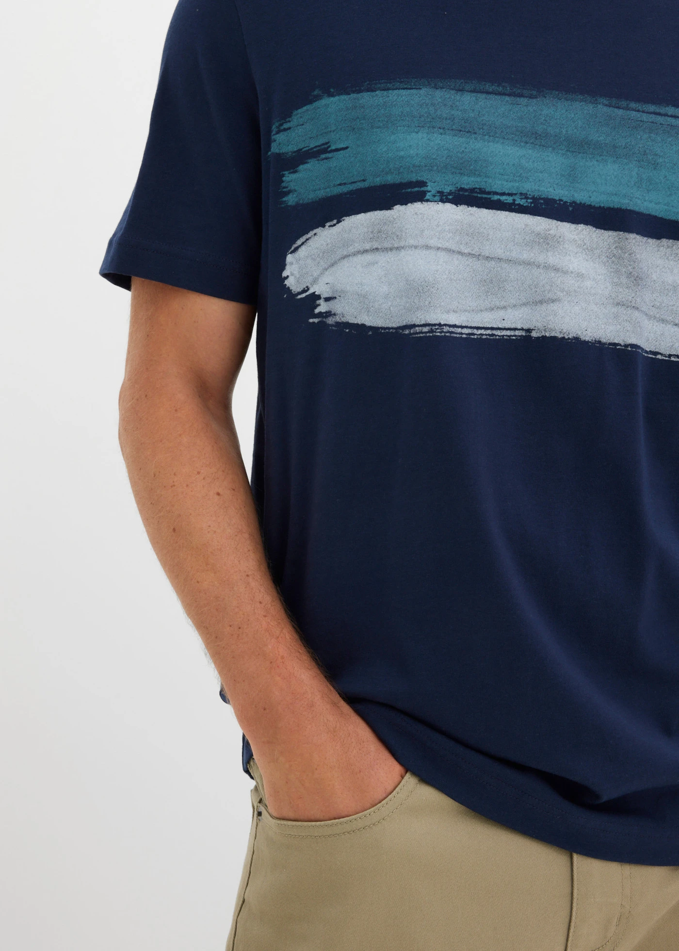 T-shirt z czystej bawełny organicznej  (2 szt.) • ciemnoniebieski+biały z nadrukiem • sklep bonprix