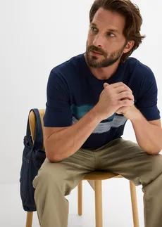 Tricou din bumbac organic 100% (set/2 buc.) • bleumarin+alb cu imprimeu • magazin bonprix