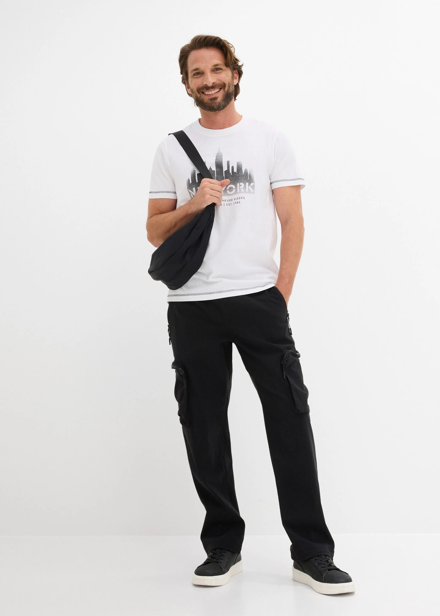 T-shirt z czystej bawełny organicznej • biały z nadrukiem New York • sklep bonprix