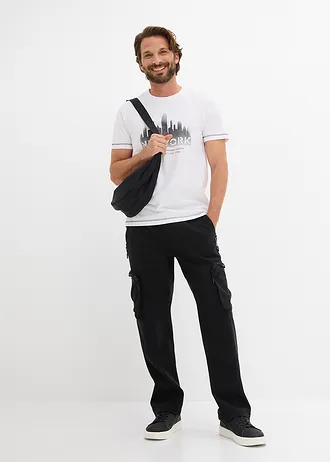 T-shirt z czystej bawełny organicznej • biały z nadrukiem New York • sklep bonprix