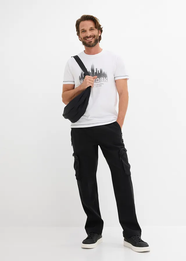 T-shirt 100% coton, Couleur: blanc imprimé New York
