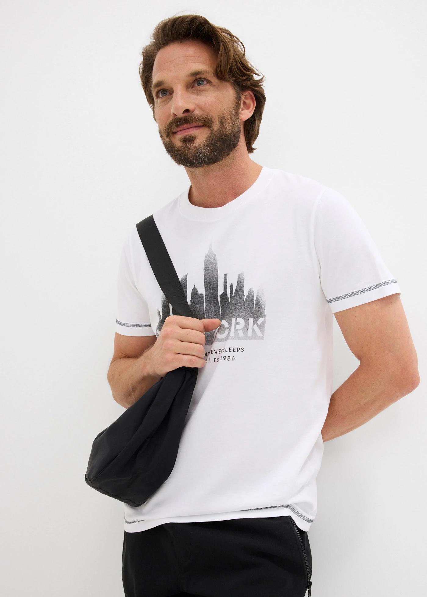 T-shirt 100% coton • blanc imprimé New York • Boutique bonprix