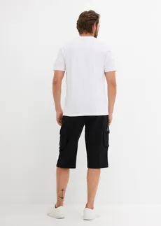 T-shirt et bermuda long cargo 100% coton (ens. 2 pces) • noir/blanc • Boutique bonprix