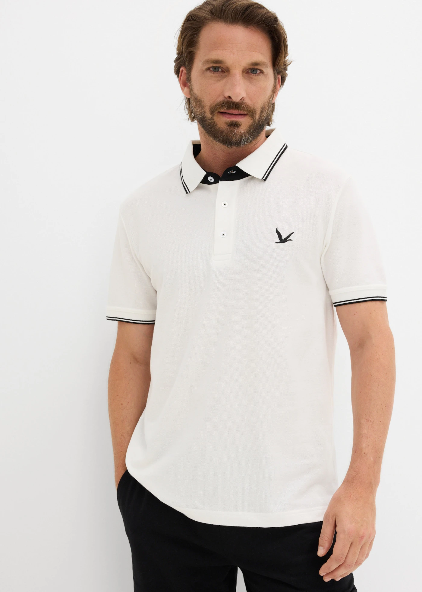 Lot de 2 polos 100% coton • noir-écru • Boutique bonprix