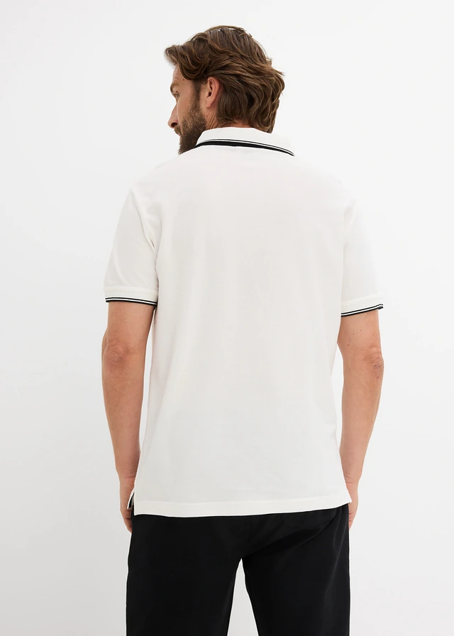 Poloshirt van biologisch katoen (set van 2), Kleur: zwart+wolwit