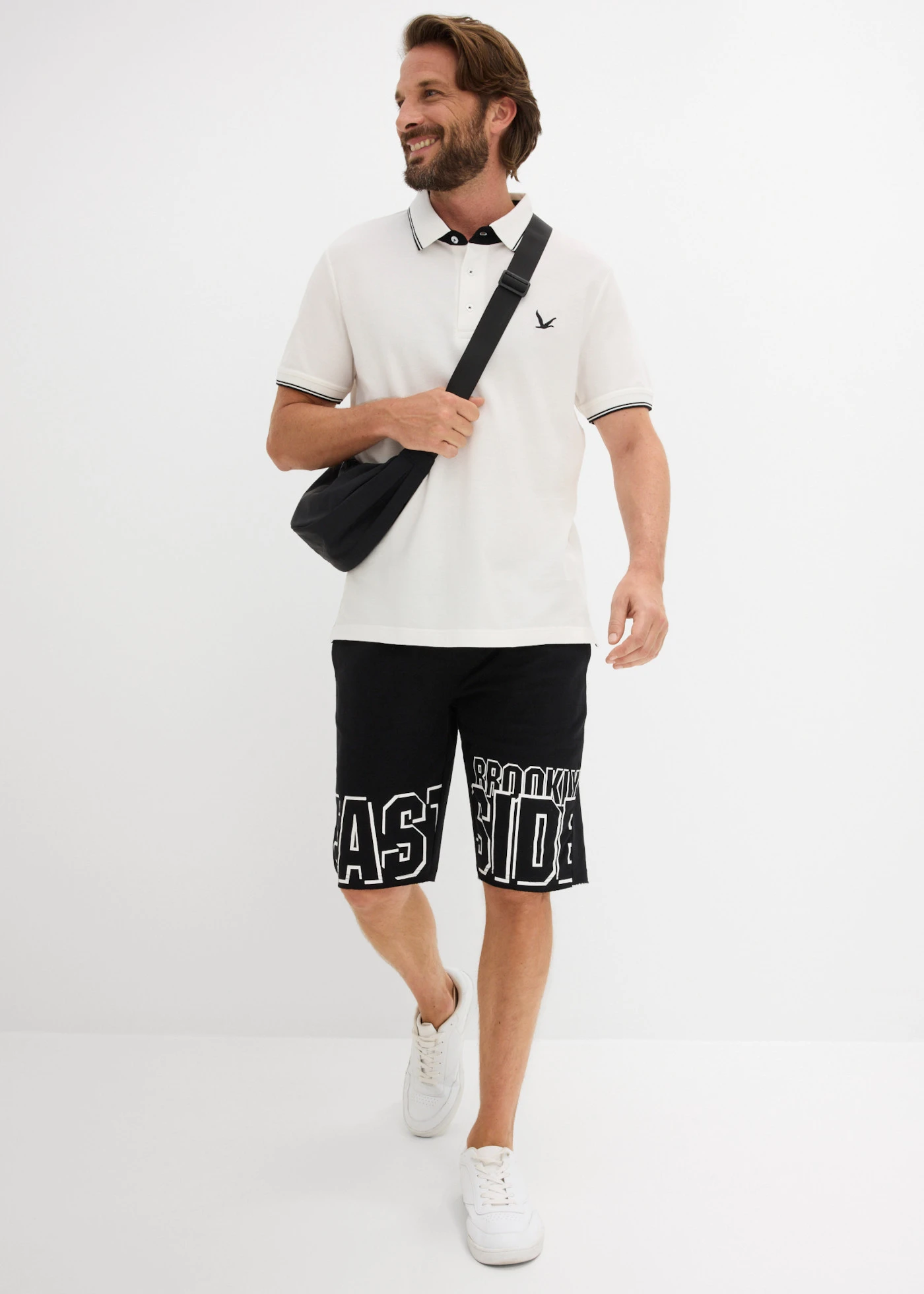 Bluză polo din bumbac organic 100% (set/2 buc.) • negru+ecru • magazin bonprix