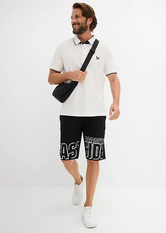 Poloshirt van biologisch katoen (set van 2), Kleur: zwart+wolwit