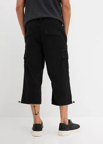 Pantalon 3/4 100% coton, taille élastiquée et poches cargo • noir • Boutique bonprix