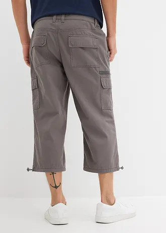 Pantaloni 3/4 în stil cargo cu talie elastică din bumbac 100% • gri fumuriu • magazin bonprix