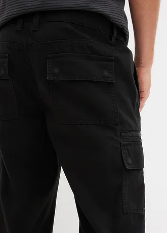 Pantaloni 3/4 în stil cargo cu talie elastică din bumbac 100% • negru • magazin bonprix