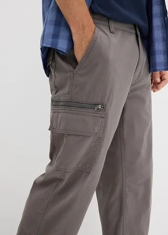 3/4 cargobroek met elastische tailleband van puur katoen • rookgrijs • bonprix online shop