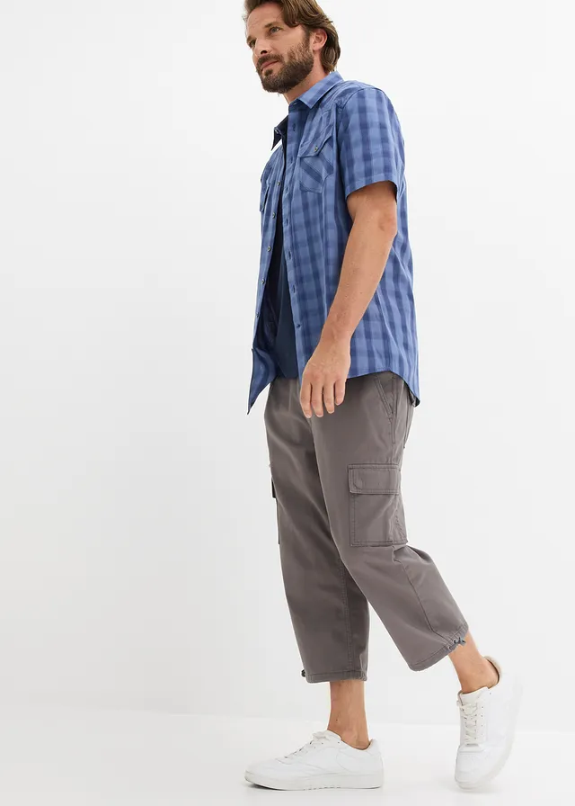 Pantalon 3/4 100% coton, taille élastiquée et poches cargo • gris fumé • product-page.page-title-suffix