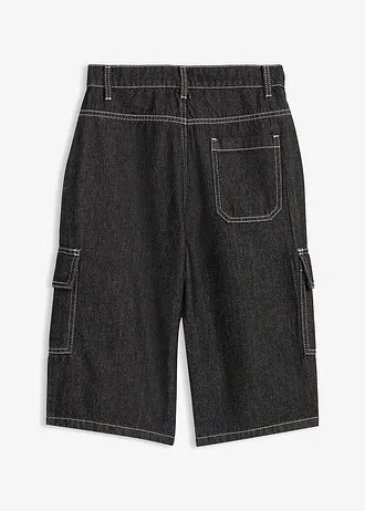 Loose Fit farmer bermuda tiszta pamutból • fekete denim • bonprix áruház